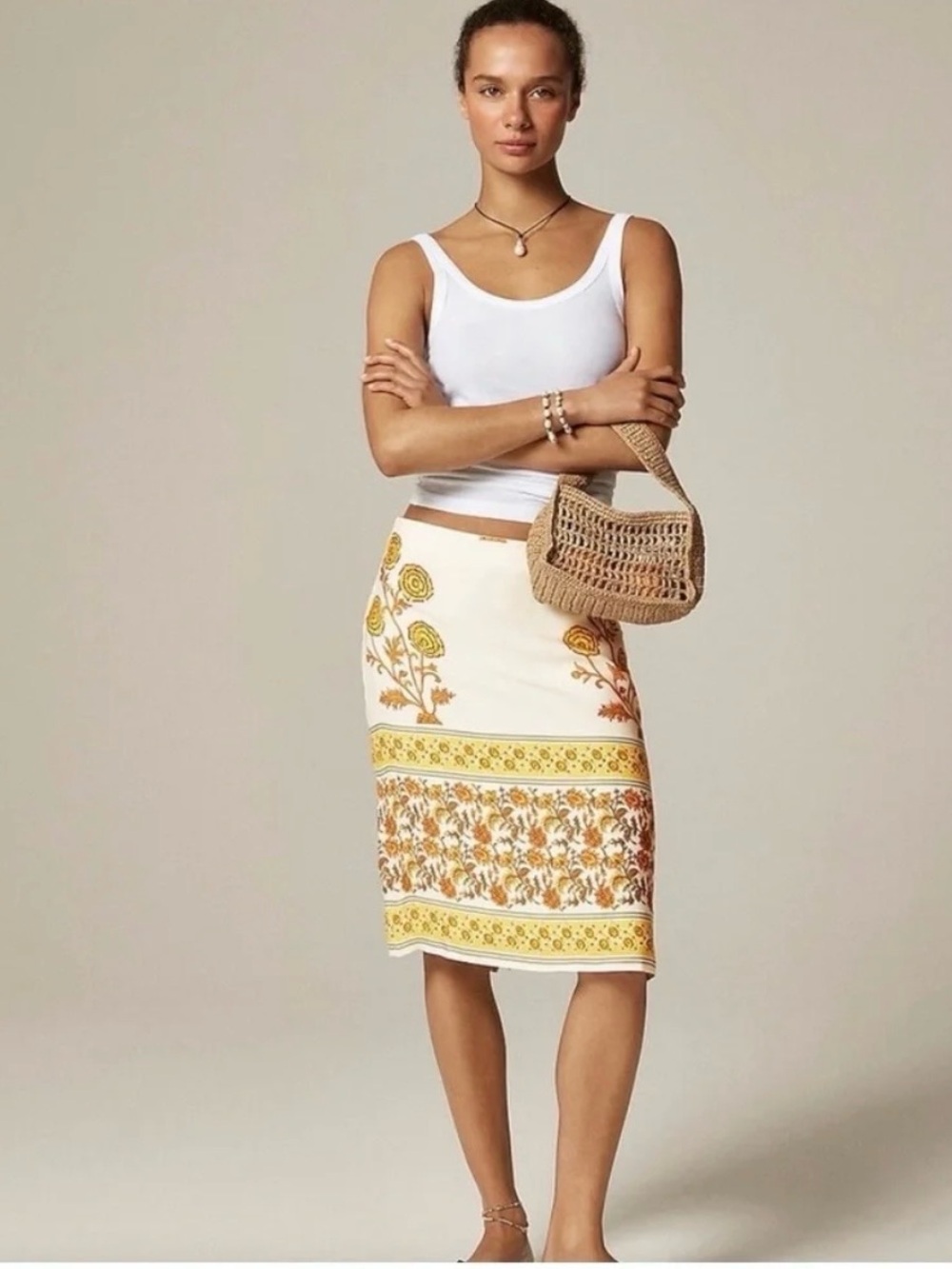J. Crew knee length Skirt -Sunset Rose block print